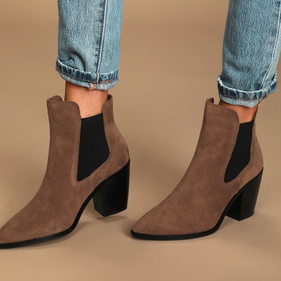 Chinese Laundry Utah Oak Brown Suede Leather Pointed-Toe Ankle Booties 6.5 - Picture 1 of 8